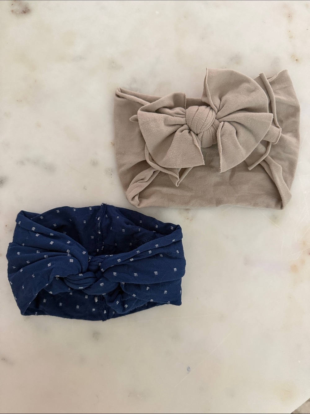 Baby Bling Stretch Knot Headband Set - Navy and Taupe